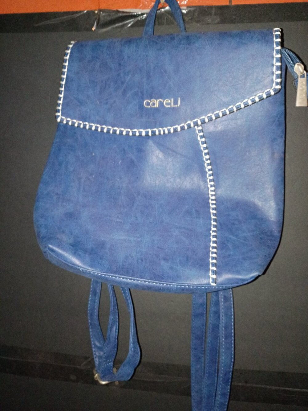 Careli pu leather backpack mini backpack purse navy blue very good quality
